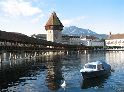 Photos of Europe: Chapel Bridge in Lucerne Switzerland