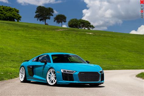 Miami Blue 2nd Gen Audi R8 on Gloss White ANRKY Wheels - A Wheels ...