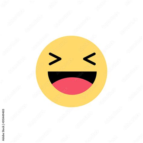 Facebook haha emoji.Smiling face flat vector icon isolated on a white ...