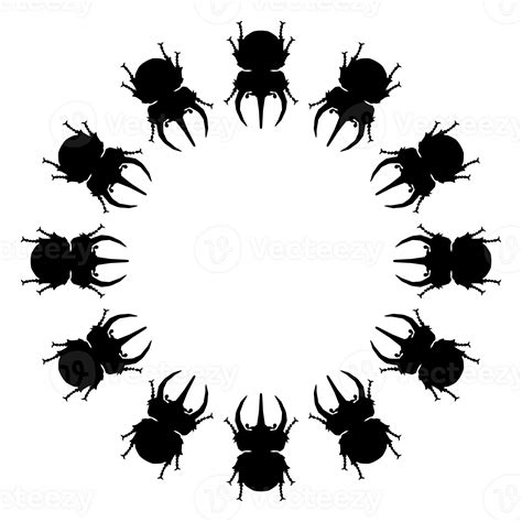 Circle Shape Silhouette of the Horn Beetle or Oryctes Rhinoceros ...