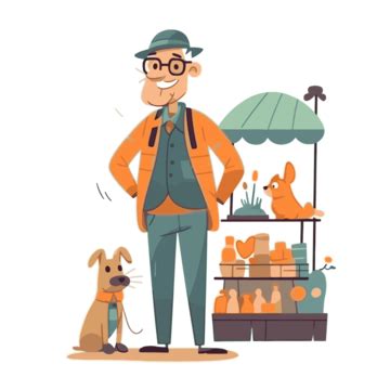 Owner Clipart Cartoon Man With A Pet Shop Concept With Dog Vector, Owner, Clipart, Cartoon PNG ...