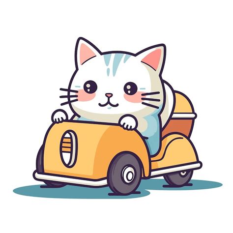 Cute Cat Driving Car Cartoon Illustration Cartoon eps | Premium AI-generated vector