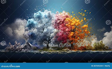 Tree changing color stock photo. Image of flower, creativity - 287695344