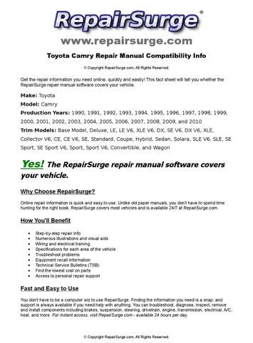 Toyota Camry Online Repair Manual For 1990, 1991, 1992, 1993, 1994, 1995, 1996, 1997, 1998, 1999 ...