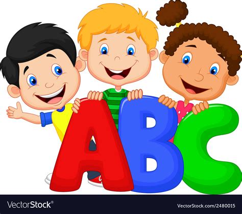 School kids cartoon with abc Royalty Free Vector Image