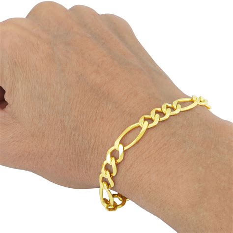 10K Yellow Gold Italian Figaro Chain Link Bracelet Mens Women 2mm-9mm, 7" 8" 9" | eBay