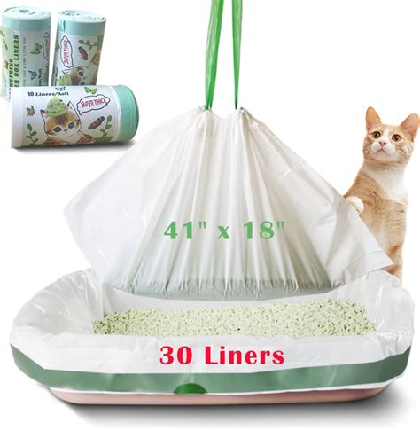 Mavere Jumbo Cat Litter Box Liners - 30 Count Extra Large Drawstring ...