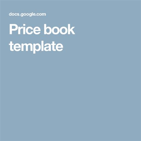 Price book template | Price book template, Book template, Price book