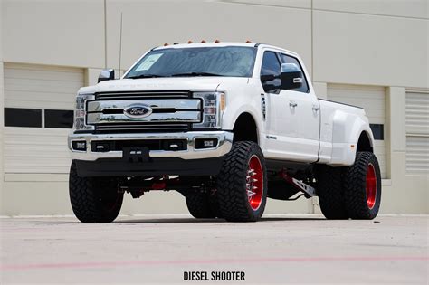 White Ford F-350 on Cany Red Custom Wheels — CARiD.com Gallery