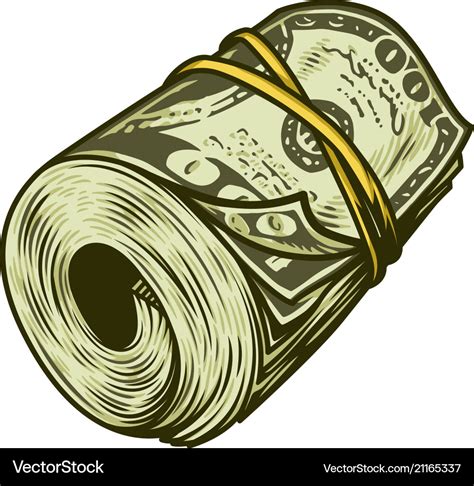 Colorful money roll of dollars concept Royalty Free Vector