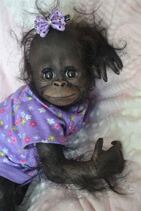 Ooak Reborn newborn real life baby girl gorilla monkey ape Baby art ...