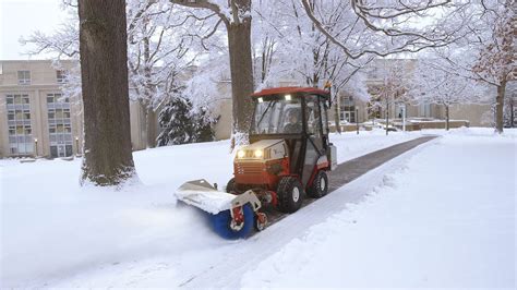 Clearing Snow from Walking Paths of College Campus - YouTube