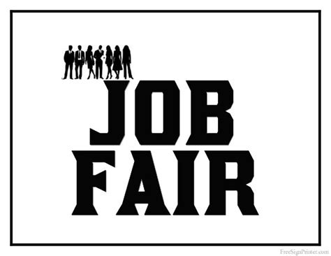 the words job fair are in black and white, with silhouettes of people ...