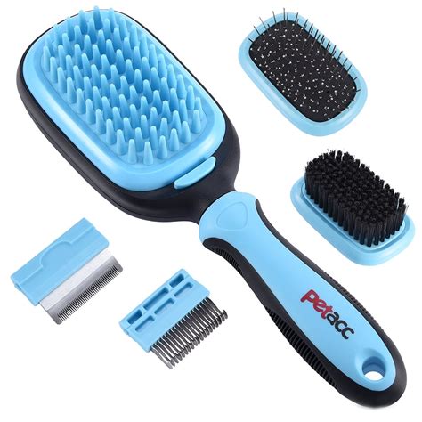 Petacc 5 in 1 Multifunctional Pet Grooming Brush Kit Double-sided Detachable Dematting Comb ...