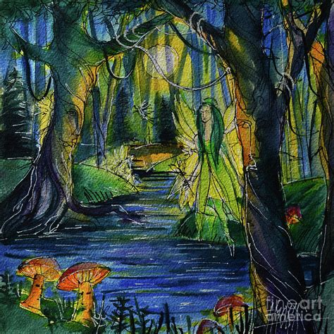 FAIRY FOREST watercolor painting Mona Edulesco Painting by Mona Edulesco