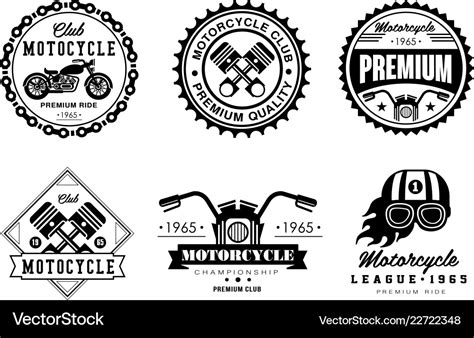 Motorcycle club logo set retro badges for biker Vector Image