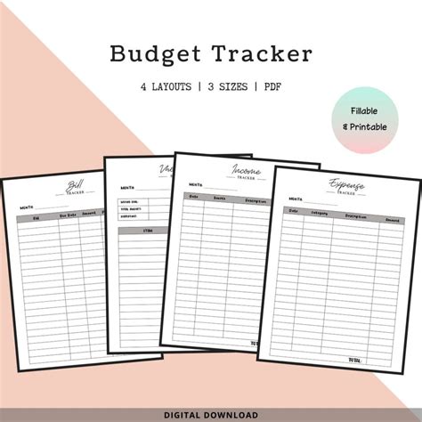 Printable Budget Tracker and Planner Template