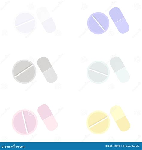 Pills of Different Shapes in Different Colors Stock Vector ...