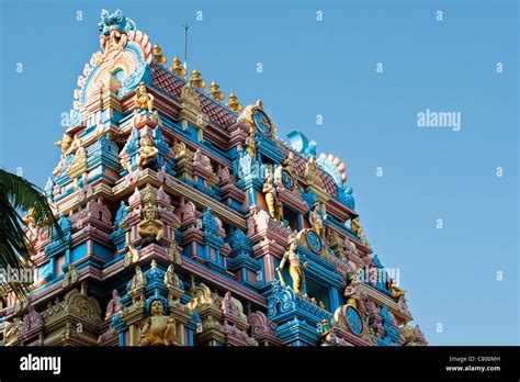 Indian gopuram temple architecture at the ashram of sri sathya sai ...