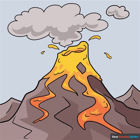 How to Draw a Cartoon Volcano - Really Easy Drawing Tutorial