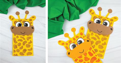 Paper Bag Giraffe Puppet Craft [FREE Template]