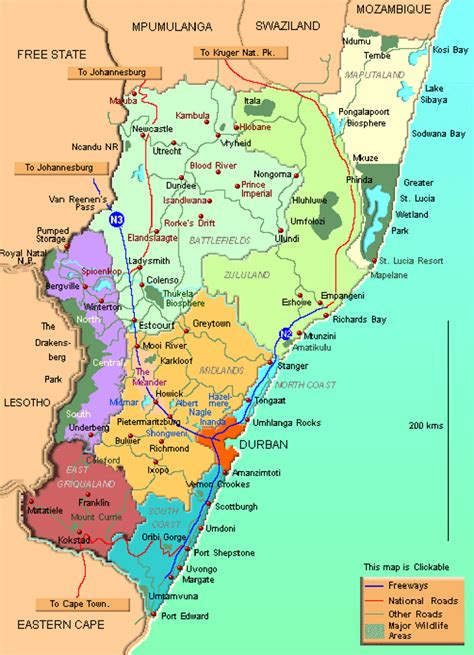 Map of the KZN coastal region from Kosi Bay to Port Edward. possibility... | Download Scientific ...