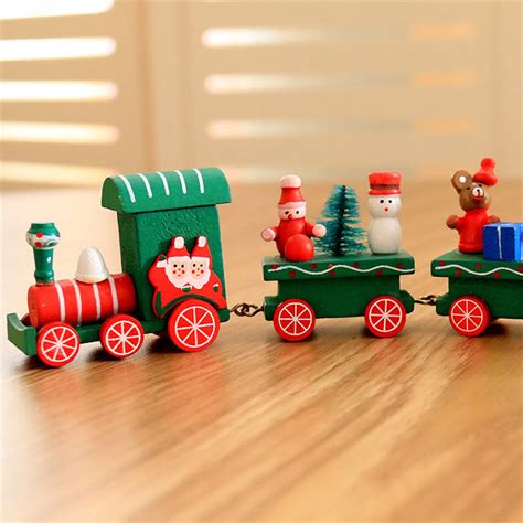 Christmas Wooden Train Santa Claus Xmas Festival Ornament Home Decor ...