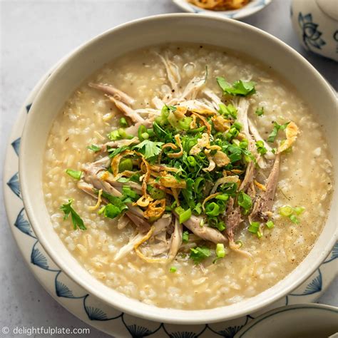 Pressure Cooker Chicken Congee with Brown Rice - Delightful Plate