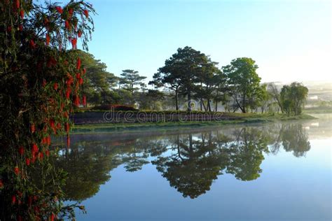 Quiet, Peaceful Scenery of Than Tho Lake, Da Lat Stock Photo - Image of ...