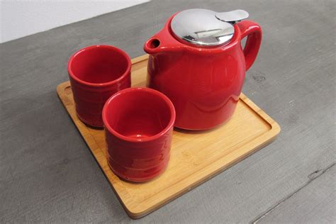 Ceramic Tea Set for Two with Bamboo Serving Tray | Arogya Holistic Healing