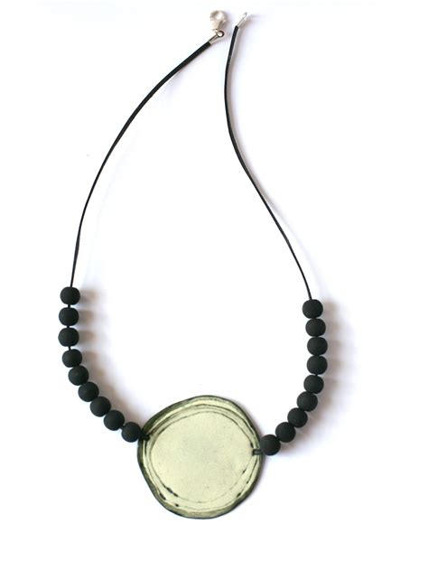 Enamel and volcanic stone necklace by Anna Cordona. | Stone necklace ...