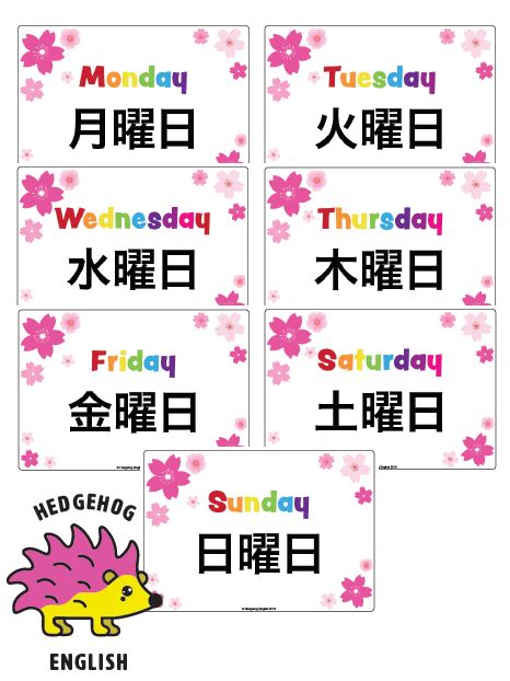 Japanese Days of the Week Posters