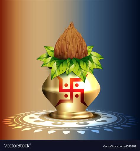 Hindu worship kalash Royalty Free Vector Image