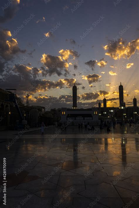 The Beautiful Shot of Masjid Al Nabawi along with the Green Dome and ...