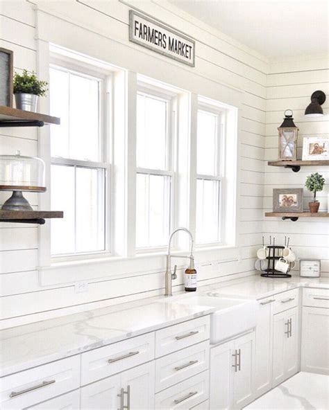 White Farmhouse Shiplap Kitchen | Shiplap kitchen, Farmhouse kitchen countertops, Kitchen remodel