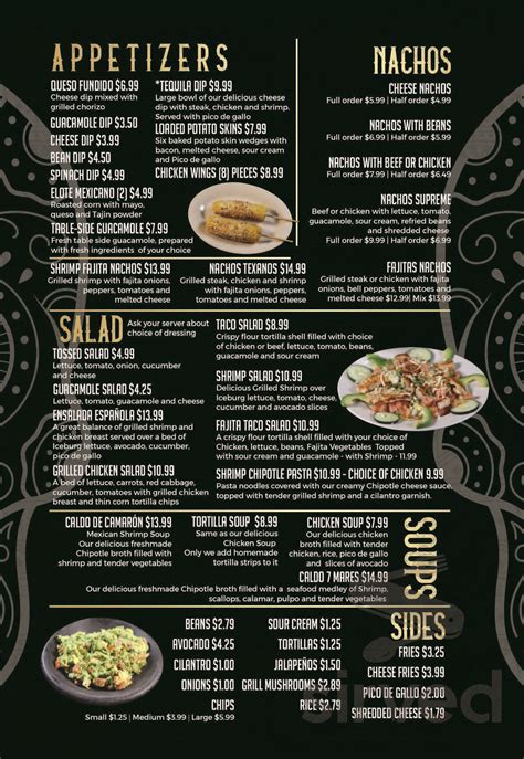 Don Julio Mexican Restaurant menu in Wake Forest, North Carolina, USA