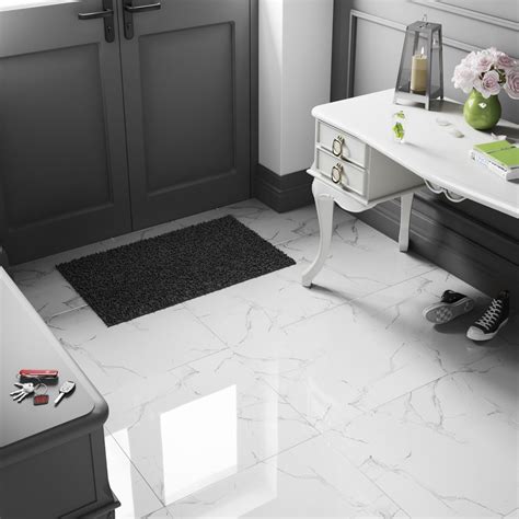 White Marble Effect High Gloss Porcelain Tiles 60x60 Wall-Floor Bathroom-Kitchen | eBay