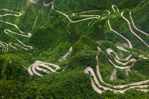 Mountains Road in Tianmenshan Nature Park - China Stock Image - Image of chinese, highway: 128253321