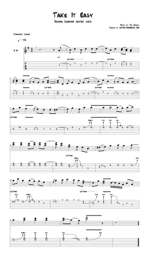 Guitar Chords Take It Easy | Guitar Sheet Music