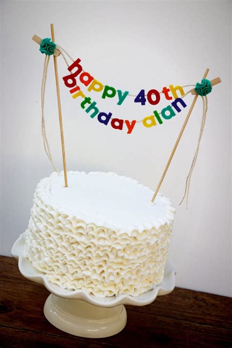 Birthday Cake Banner - Birthday Cake Topper - Happy Birthday Cake Banner - Rainbow Cake Garland ...