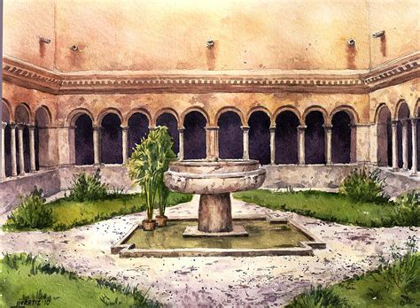 Medieval cloister Rome Painting by Jose Luis Vertiz - Pixels