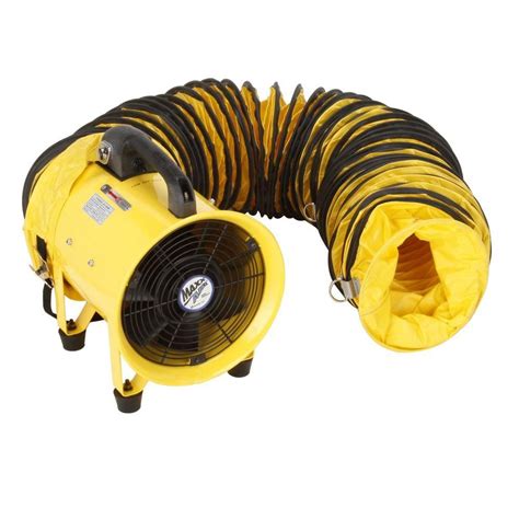 Ventamatic 8 in. 2 Speed High-Velocity Portable Confined Space Ventilator with Hose, Yellow ...