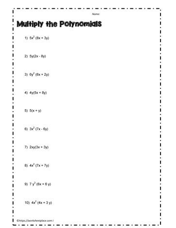 Multiply Polynomials Worksheet-1 Worksheets