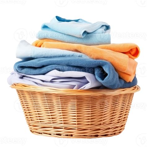 Wicker basket with clean laundry isolated 29284475 PNG