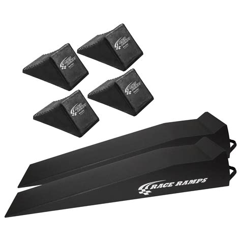 Race Ramps 56 Inch Long Ramps with 4 Rubber Wheel Chocks