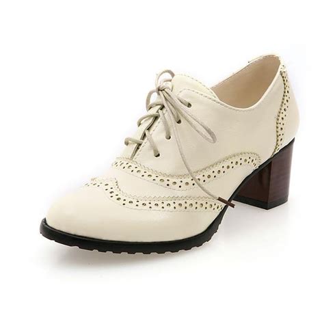 Woman's Lace Up Oxford Chunkey Heels Shoes | Oxford shoes, Mid heel ...