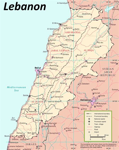 Lebanon political map - Ontheworldmap.com