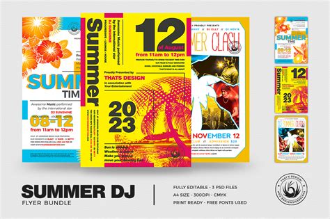 Summer Dj Sessions Flyer Bundle V3 - Beach Posters Design
