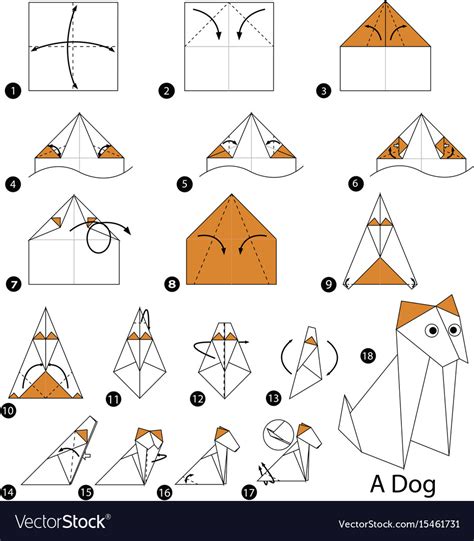 Step instructions how to make origami a dog Vector Image