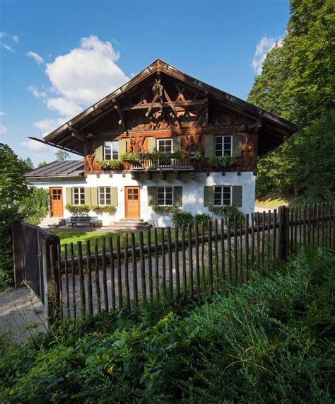 Country House in Alpine Village Stock Image - Image of country, fence: 33334915